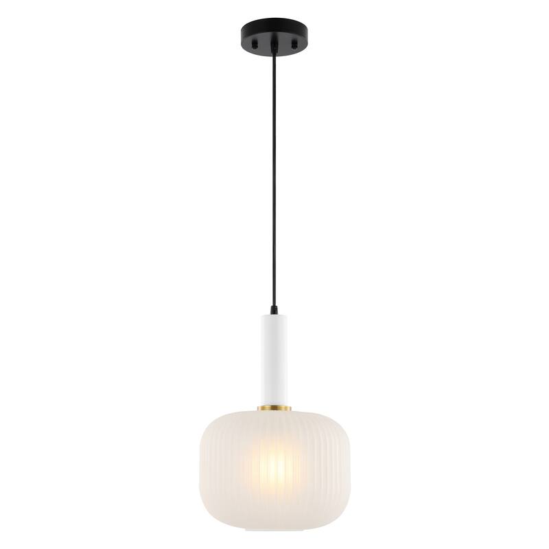 SAFAVIEH Dortje 10-inch Pendant Light - 10 In. W x 10 In. D x 17-76 In. H - White/Black - 10Wx10Dx76H