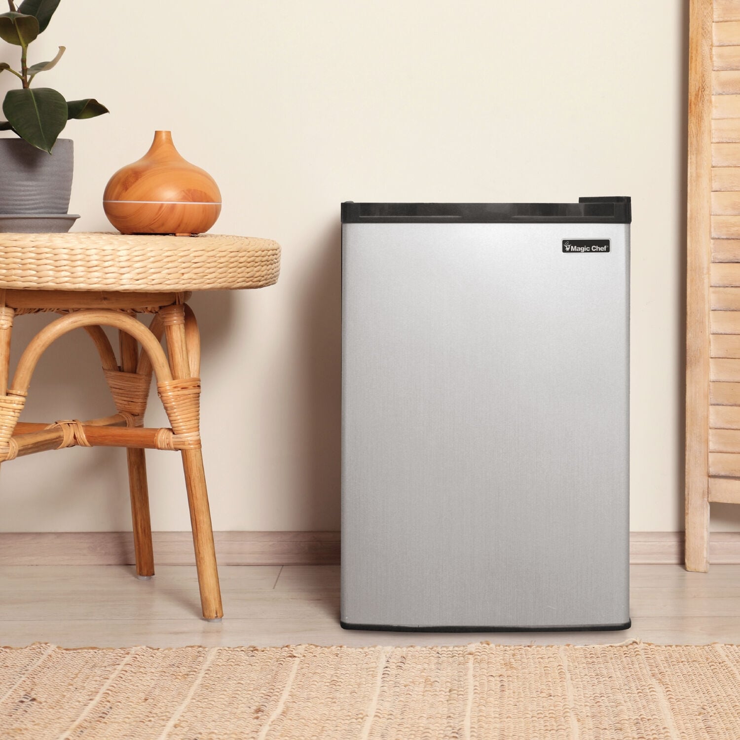 Magic Chef 2.6 Cu. Ft. Mini Fridge with Freezer Compartment in Stainless Steel