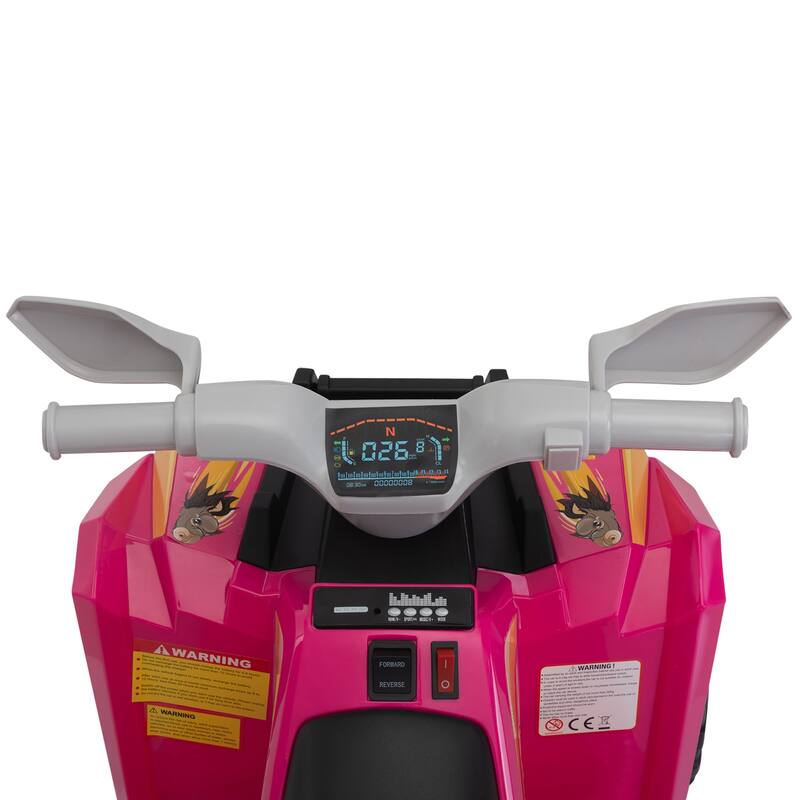 6V Electric ATV Ride-On Car for Kids, Bluetooth, Music, Trailer, Power Display, 1.9-3.7 MPH, White