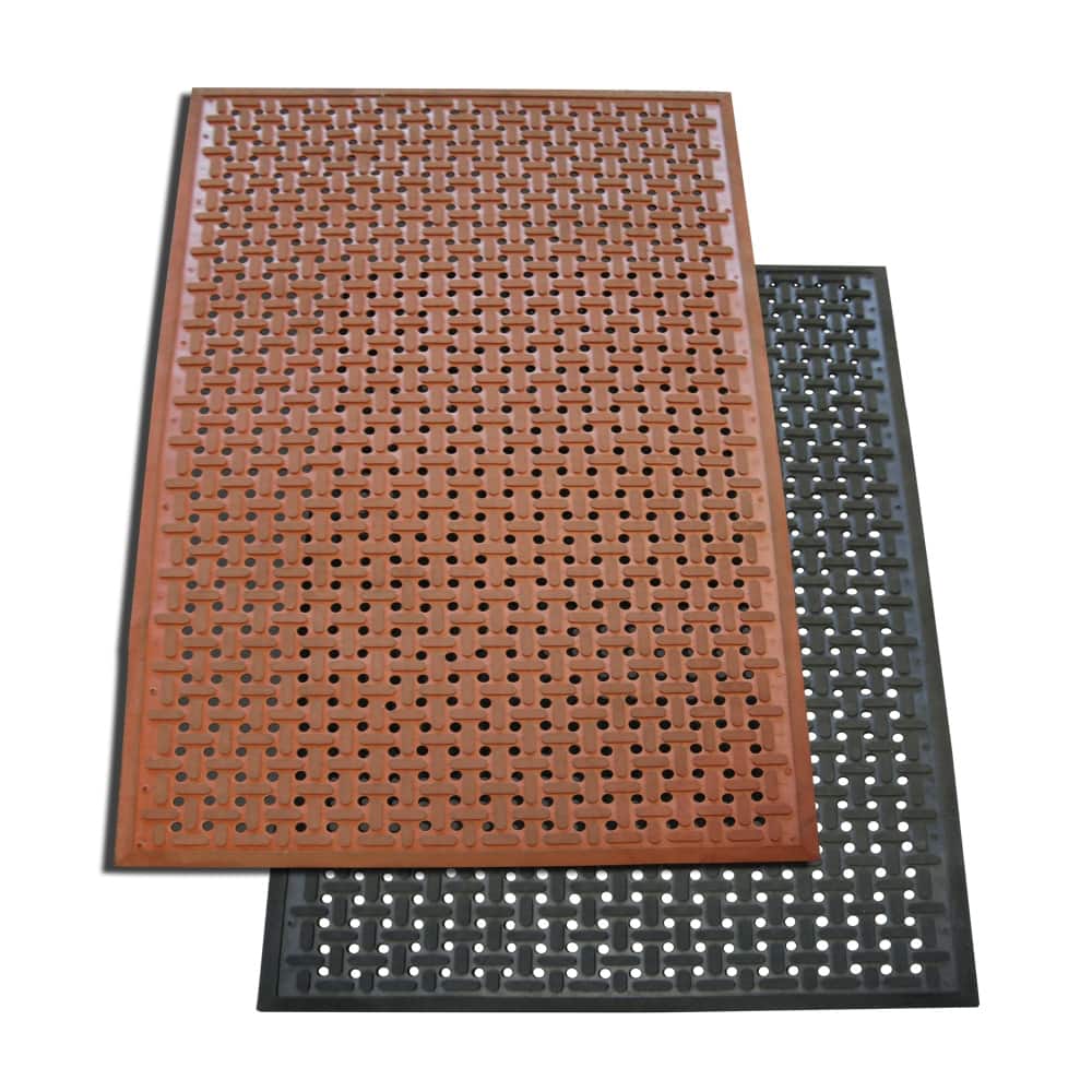 Rubber-Cal "Kitchen Mat" Anti-Slip Grease Proof Chef Mats with Beveled Edge, 3/8" x 36" x 60", (Pack of 2) - 36 x 60