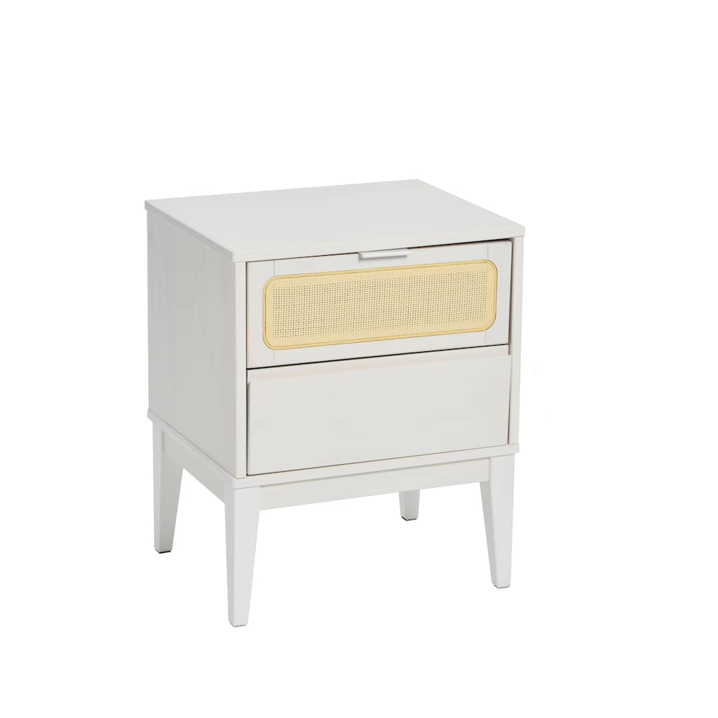 Crawford Wood 2-Drawer Bed Side Table