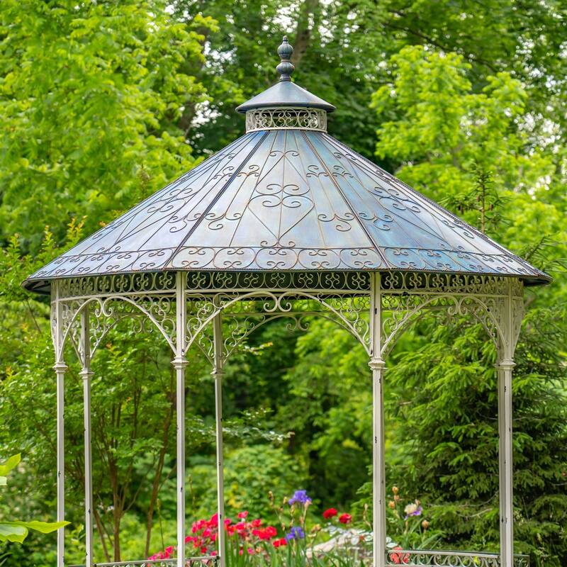 11.25 Foot Tall Round Iron Gazebo with Side Walls