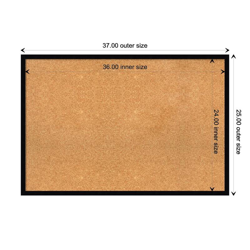 Svelte Wood Framed Natural Corkboard Bulletin Board - Svelte Noir Black - Board Size 36x24