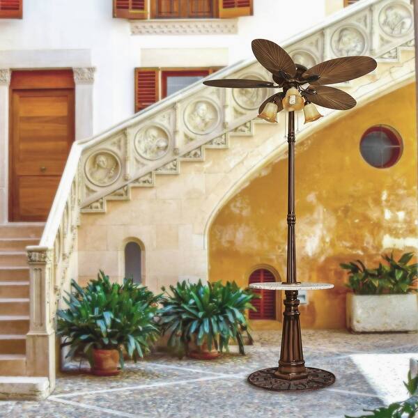 52" Farmhouse 5-Blade LED Outdoor Pedestal Fan, Classic Standing Fan with Light