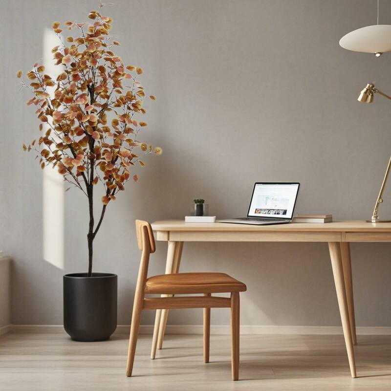 Artificial Eucalyptus Tree, Realistic Fall Eucalyptus Leaves Stems Autumn Fall Leaves Faux Tree Decorations