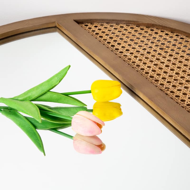 Rattan Boho Wall Mirror - 24"×24"