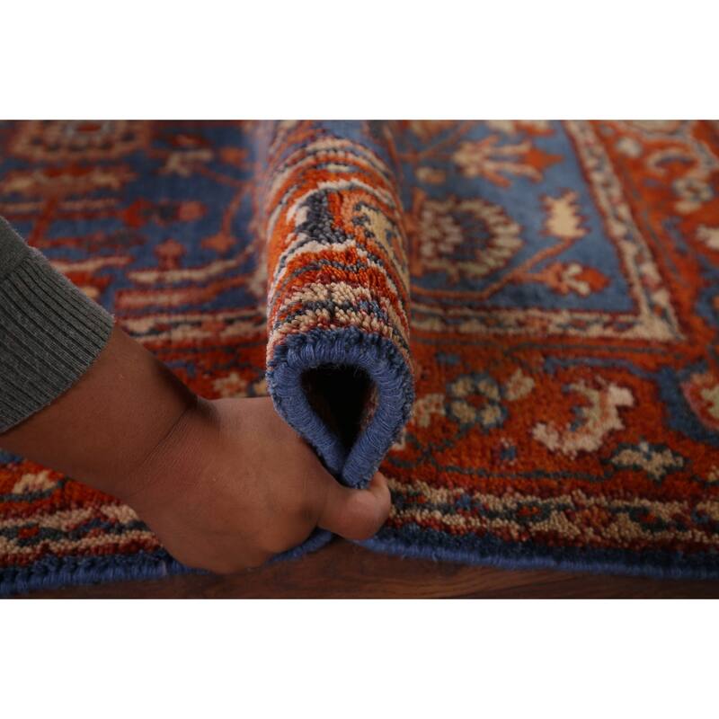 Blue Oushak Indian Area Rug Hand-Knotted Wool Carpet - 3'11"x 5'9"