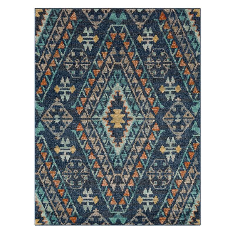 Mohawk Home Fleming Southwestern Striped Medallion Area Rug - 6' x 9' - Blue - Runner/Rectangle