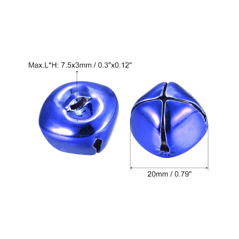 Jingle Bells, 20mm 12pcs Small Bells for Crafts DIY Christmas, Gold Tone - 20mmx20mm - Dark Blue