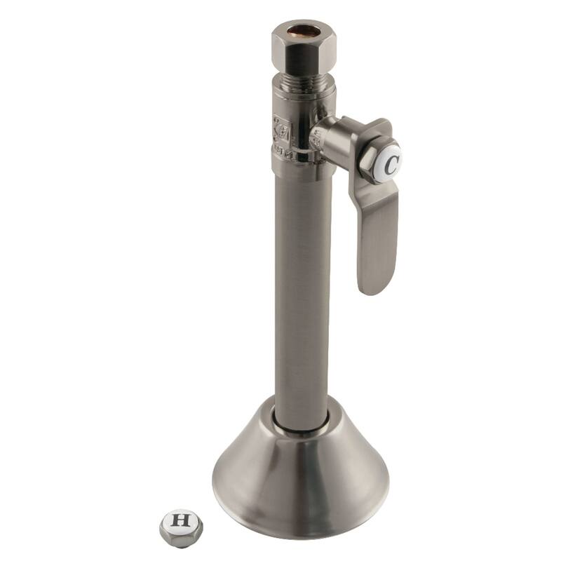 Kingston Brass Whitaker 1/2" Sweat x 3/8" O.D. Comp Straight Stop Valve with 5" Extension - Brushed Nickel