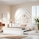 preview thumbnail 1 of 14, Queen Size House Shaped Platform Bed with 2-Drawers, Wooden Kids Storage Bed Frame with Guardrail for Bedroom, White