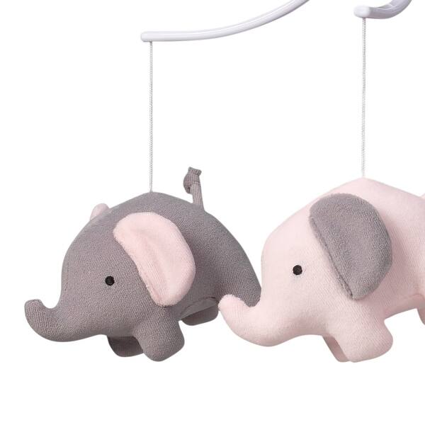 Bedtime Originals Eloise Pink Gray Elephant Musical Baby Crib Mobile On Sale Overstock
