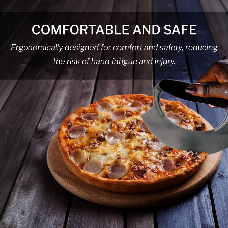Amco Stainless Steel Handheld Mezzaluna Silicone Handle - 6.25" x 4.75" x 1.5"