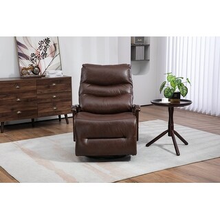 Brown Extra Wide Faux Leather Upholstered Swivel Rocker Power Recliner ...