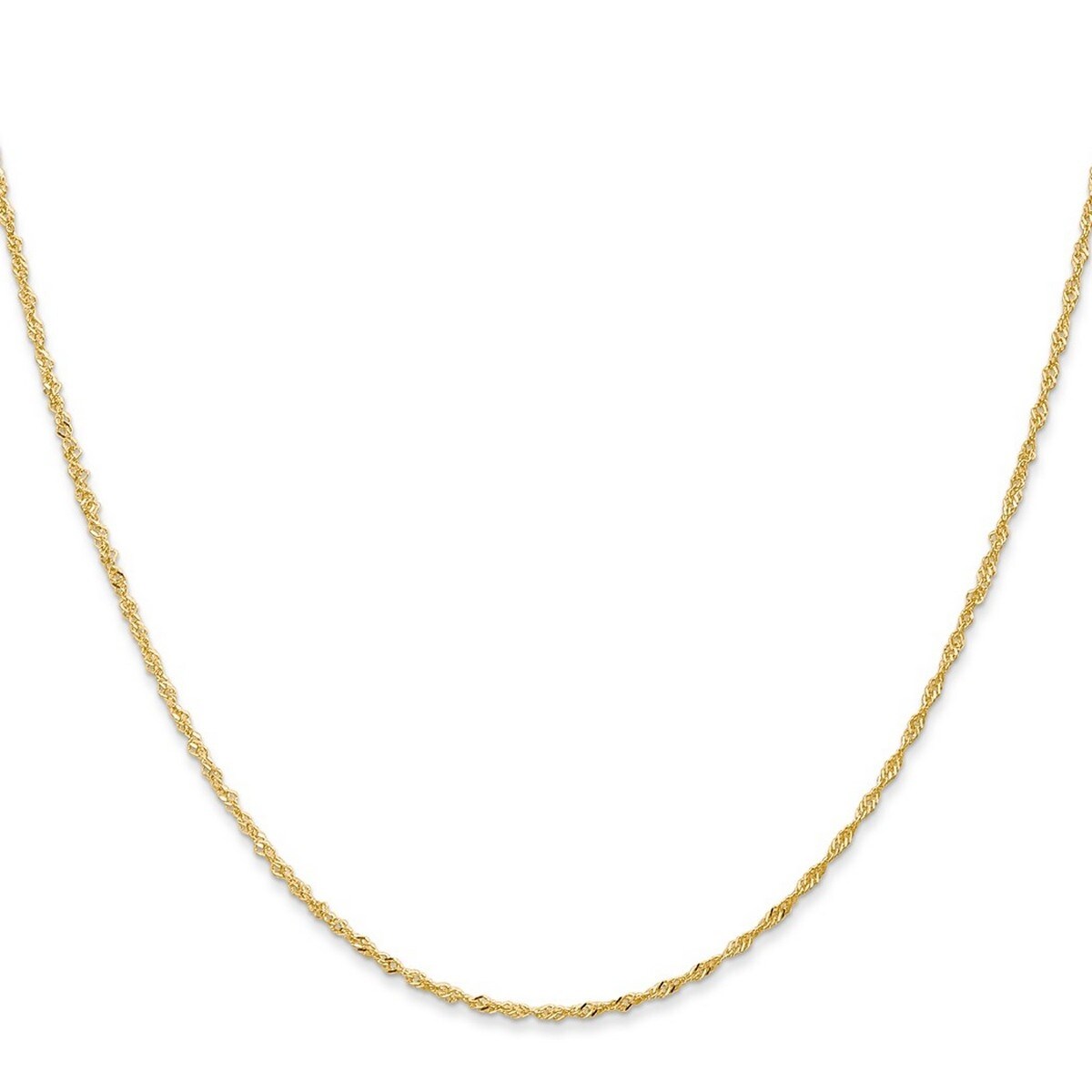 thumbnail image 2 of 14k Yellow Gold Diamond Cut Rope Chain Necklace - 1mm Solid, Lobster Clasp (16-24 Inch) 2 of 5
