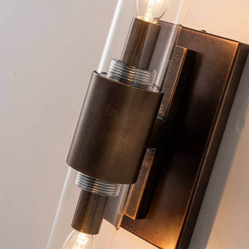 Tall Antique Bronze Modern Vanity Light Over Mirror Unique/Statement Double Wall Sconce for Bathroom Living Room Bedroom(2 Pack)
