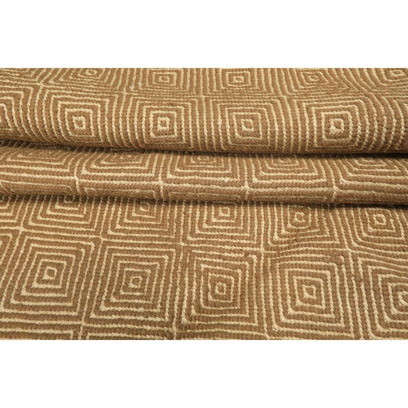 8x10 Hand Woven Wool Gold Kilim Modern & Contemporary Flatweave Rug - 8' x 10'