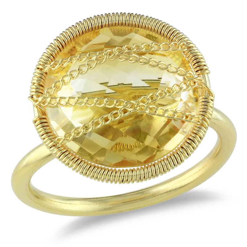 Miadora 7 1/2ct TGW Citrine Solitaire Ring in Yellow Plated Sterling Silver