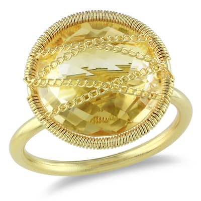 Miadora 7 1/2ct TGW Citrine Solitaire Ring in Yellow Plated Sterling Silver