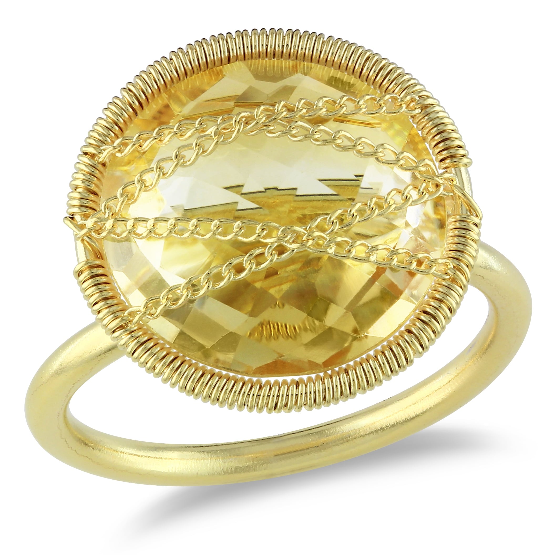 Miadora 7 1/2ct TGW Citrine Solitaire Ring in Yellow Plated Sterling Silver