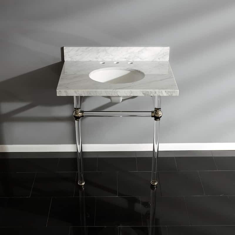 Kingston Brass Templeton 30" Oval Marble Wall Mounted Bathroom Console