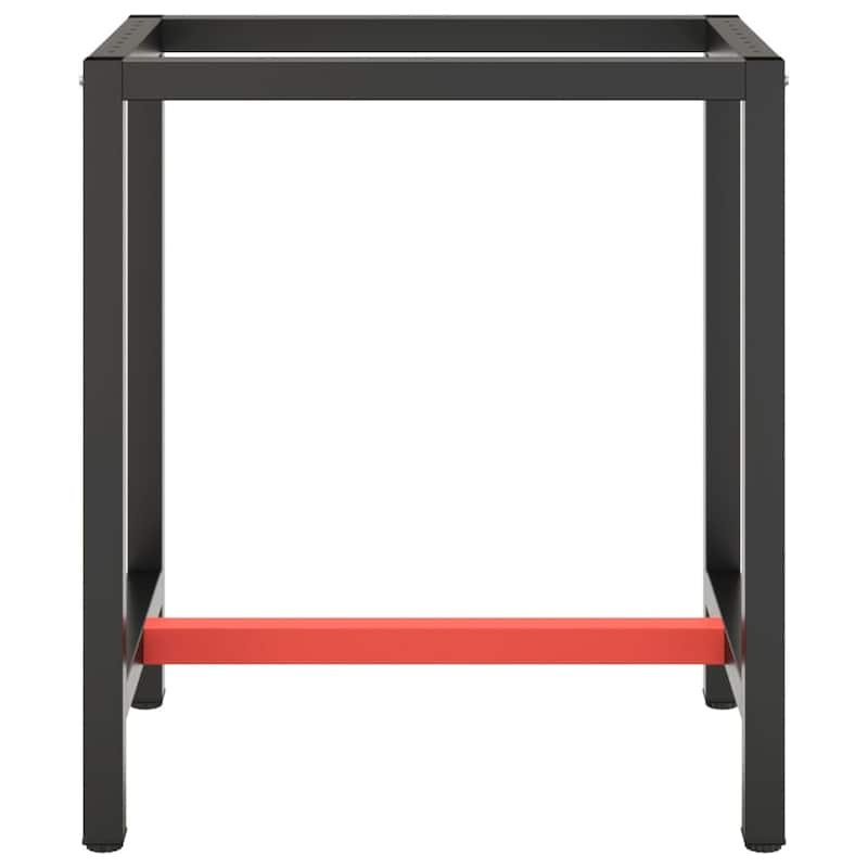 vidaXL Work Bench Frame Matte black and matte red Powder-coated metal - 19.7 x 27.6 x 31.1 in