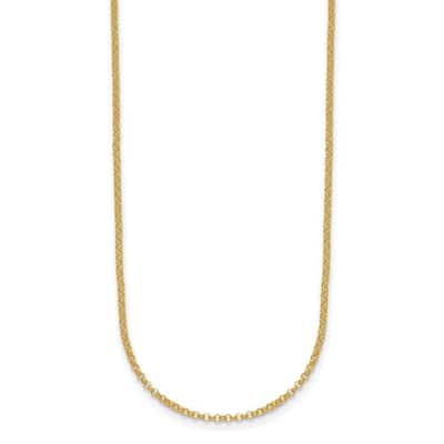 Curata Italian 14k Yellow Gold 1.5mm Rolo Curb Necklace For Women (Lobster)