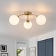preview thumbnail 9 of 20, 6-Light Brass Semi-Flush Mount Ceiling Light with Opal Glass Shades - 24.2-in W x 9.05-in H
