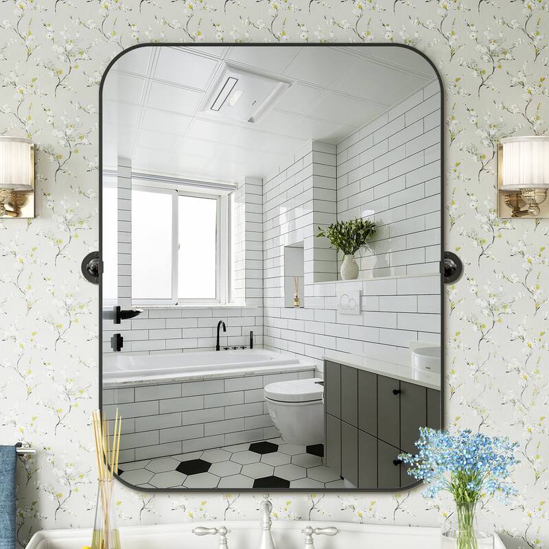 Iron Metal Frame Rectangular Windowpane Wall Mirror Farmhouse Rustic Elegant Decor for Living Room Bedroom Bathroom Entryway