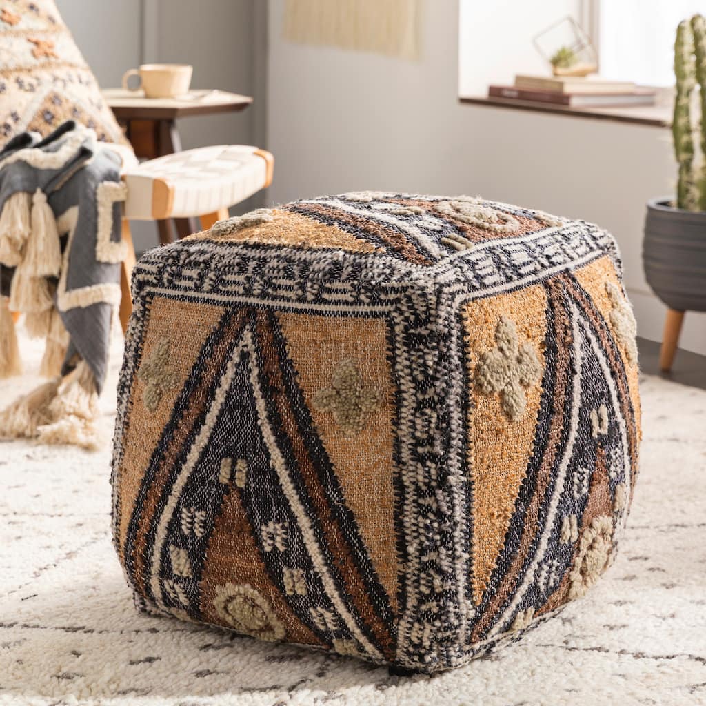 Mimie Global Geometric Natural Fibers Pouf