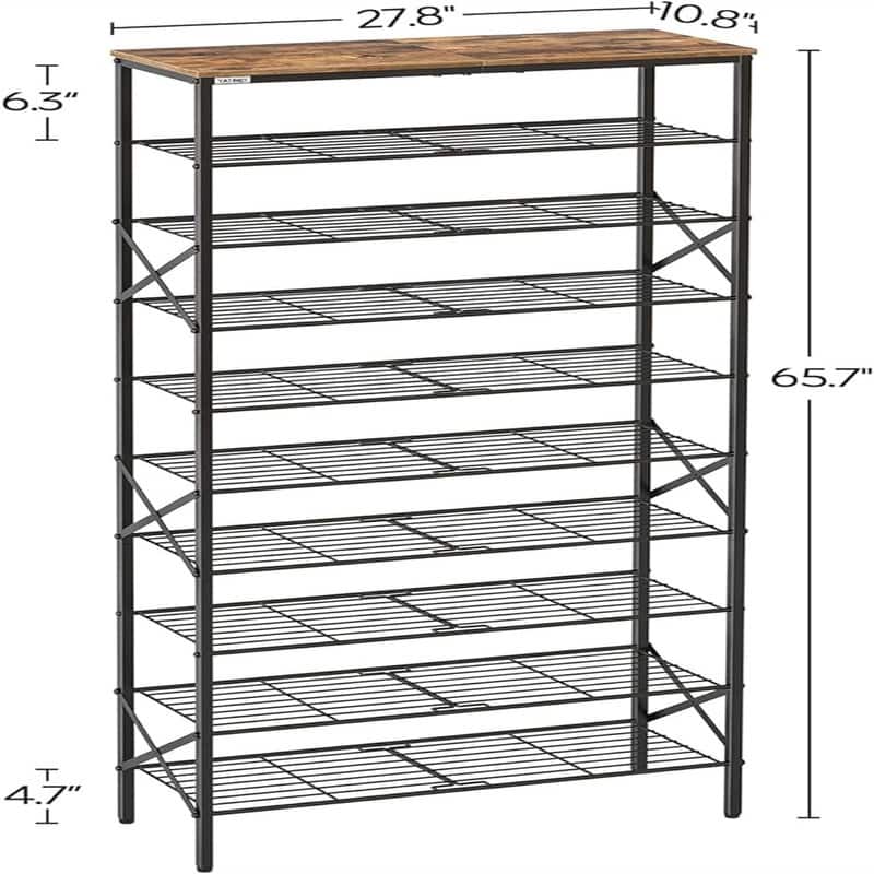 10 Tier Shoe Rack - 10.8"D x 27.8"W x 65.7"H