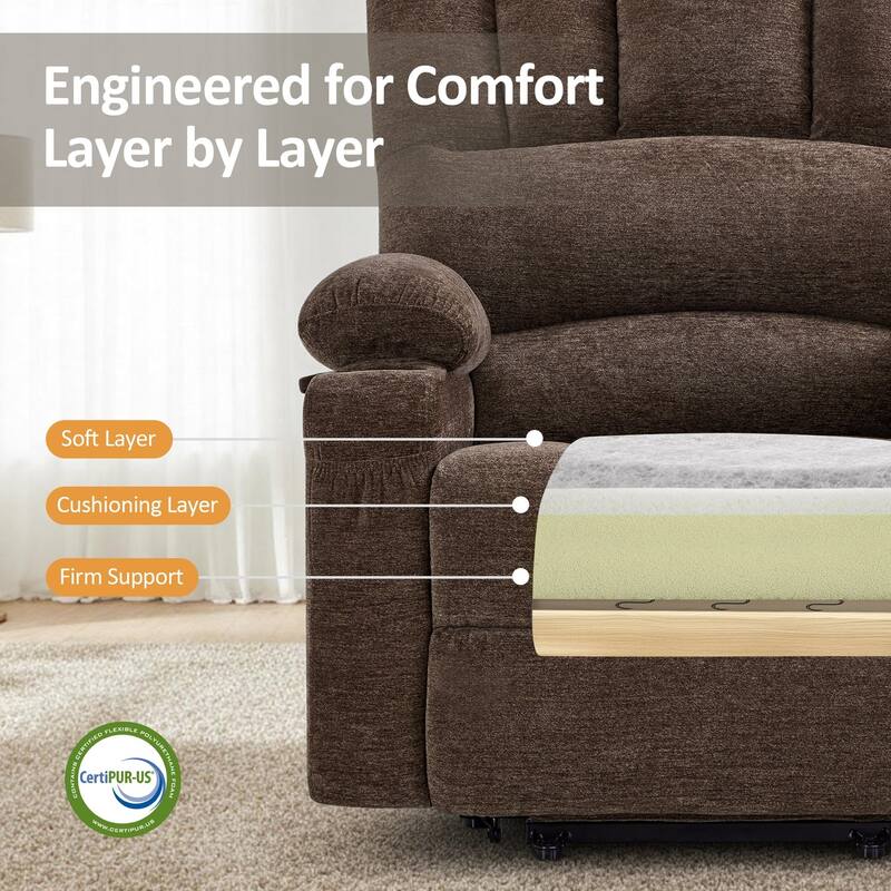 Power Lift Recliner Chair for Elderly, Massage and Heat, Faux Leather & Fabric