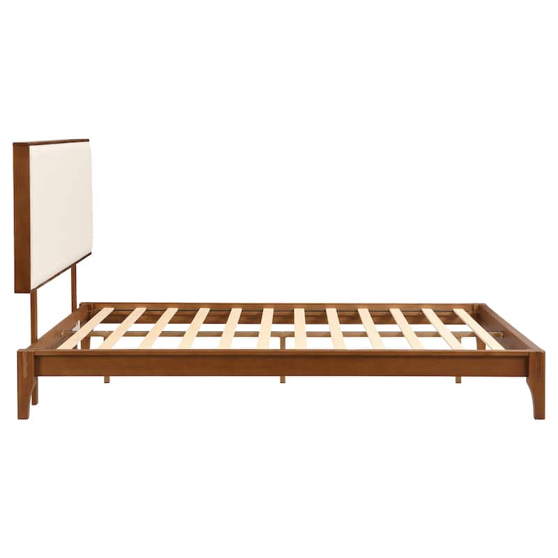 Open Frame Platform Bed with Headboard, Solid Dry Bamboo Bed Frame