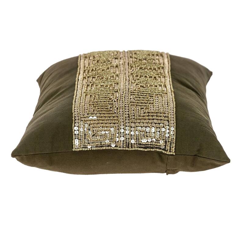 Glam Off White with Golden Sequins Lumbar Throw Pillow