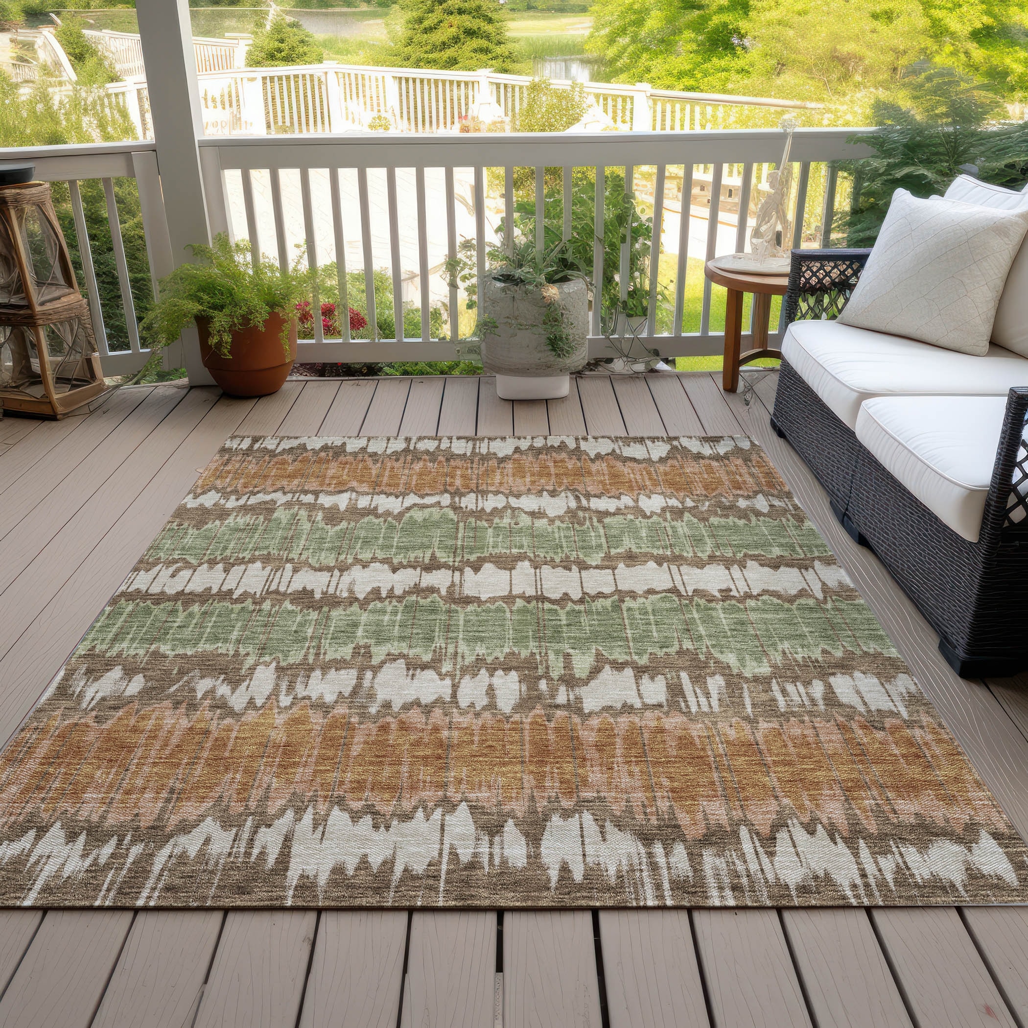 Machine Washable Indoor/ Outdoor Chantille Abstract Ombre Rug