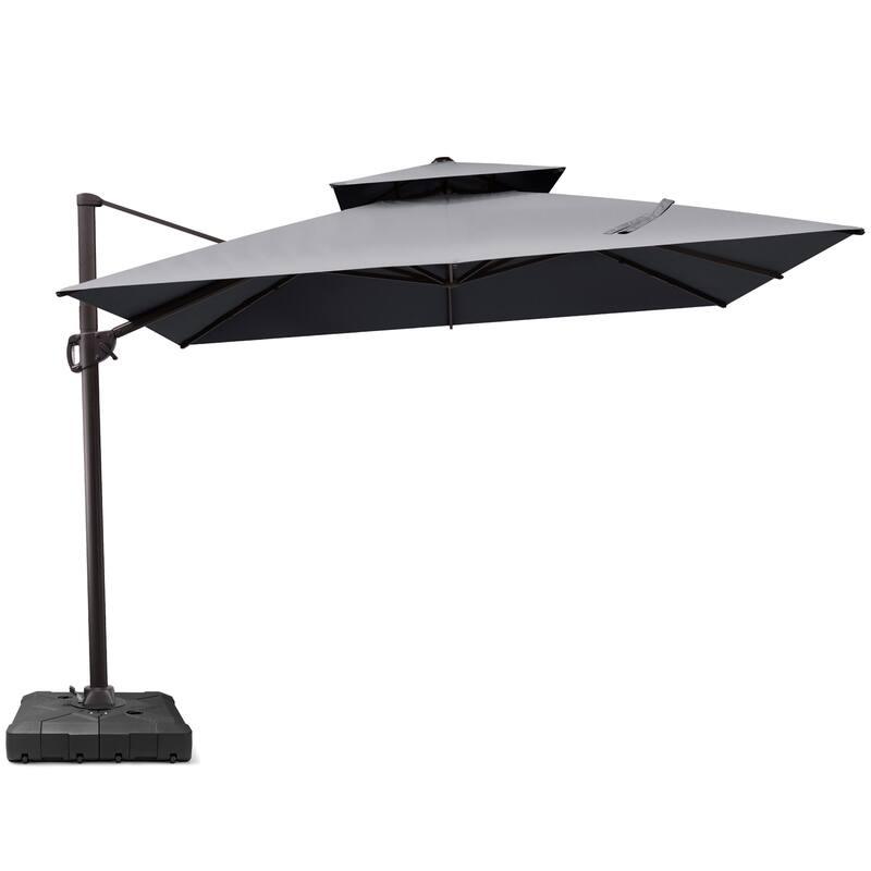 Outdoor Square 360 Degree Rotation Patio Cantilever Offset Umbrella with Base