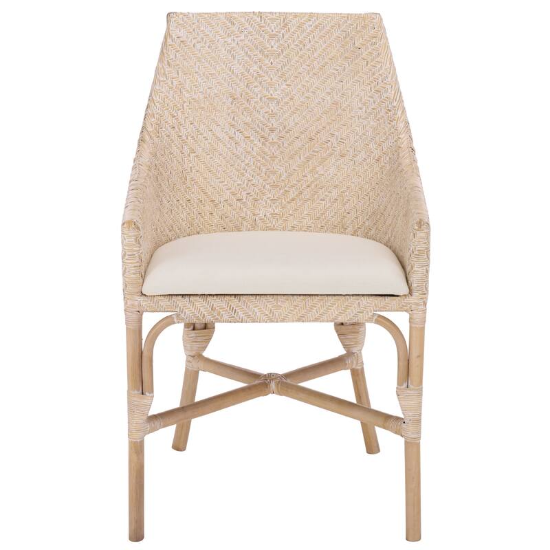 SAFAVIEH Home Rikan Arm Chair - 22"W x 22"D x 35"H - White Washed/Ivory