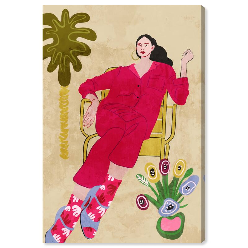Wynwood Studio Fashion and Glam PJ Outfit Red and Light Brown Modern & Contemporary Wall Art Canvas Print