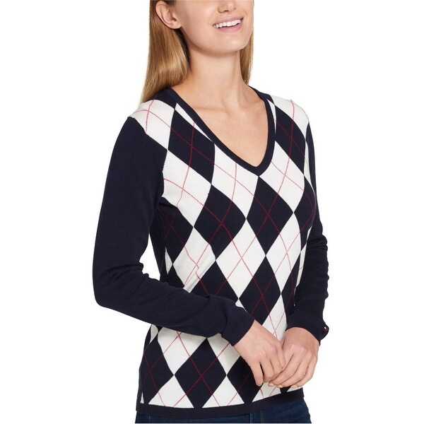 tommy hilfiger argyle turtleneck sweater
