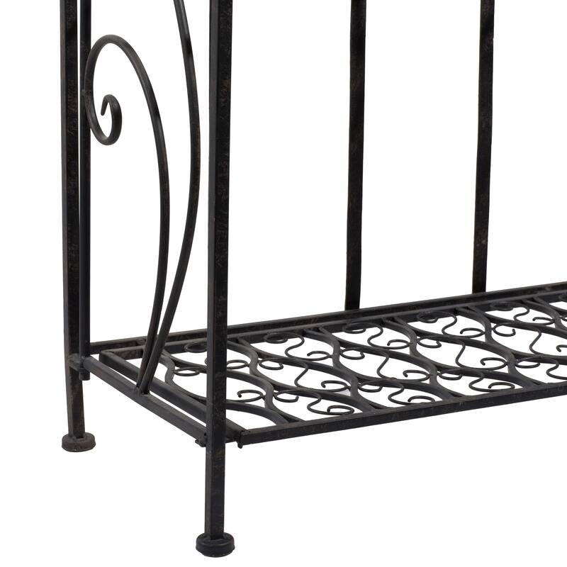 Black Metal Indoor Outdoor Tall Folding 4 Shelf Scroll Bakers Rack