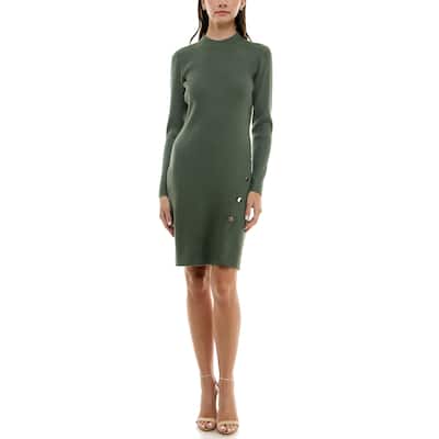 Nicole Miller Long Sleeved Ribbed Sweater Dress