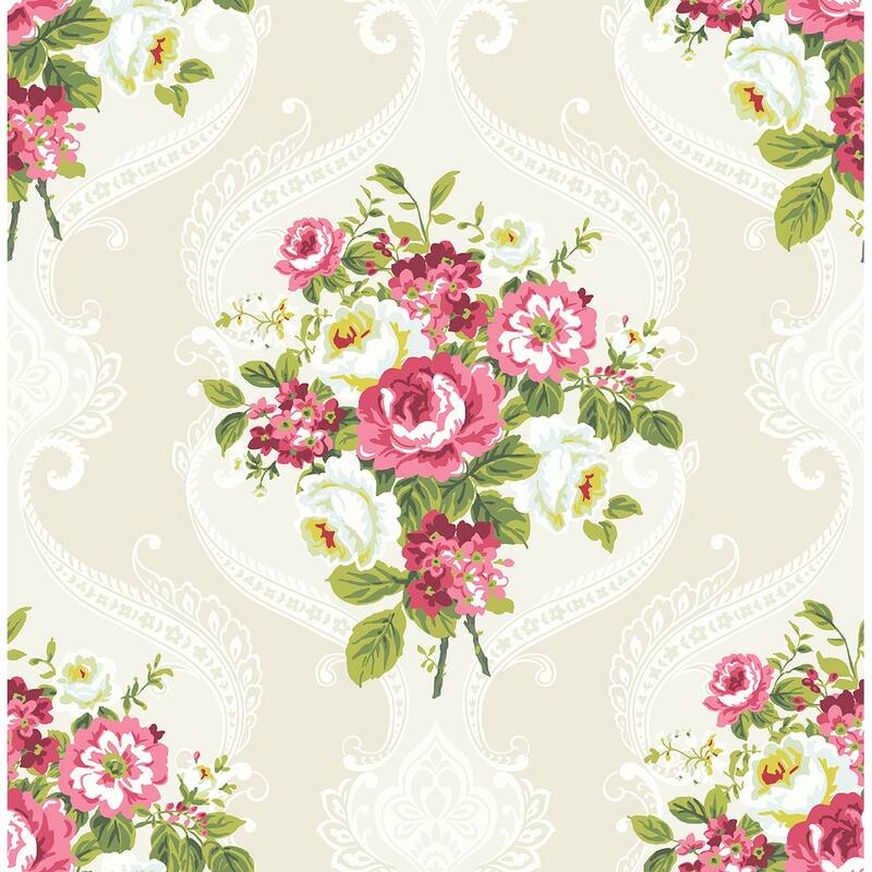 Seabrook Designs Floral Damask Unpasted Wallpaper