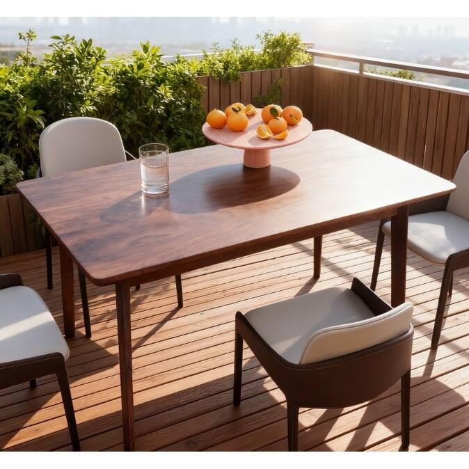 GDFStudio - Oliver Mid-Century Modern Rectangular Dining Table(Only table) - Rectangle - Walnut