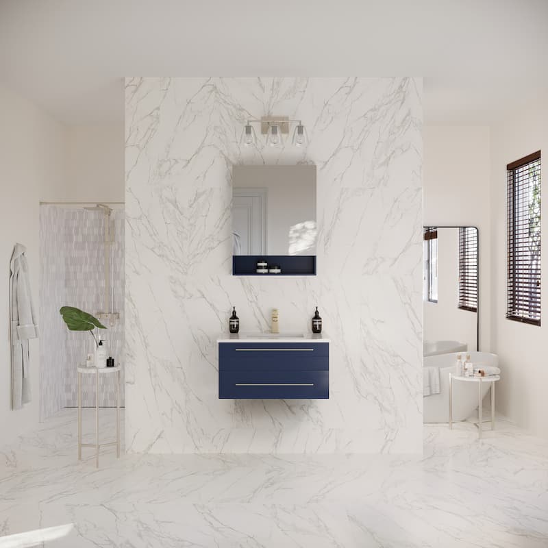 Fresca Lucera 30" Wall Mounted Single Basin Vanity Set with Cabinet,