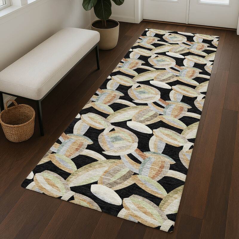 Machine Washable Indoor/ Outdoor Modern Heli Chantille Rug