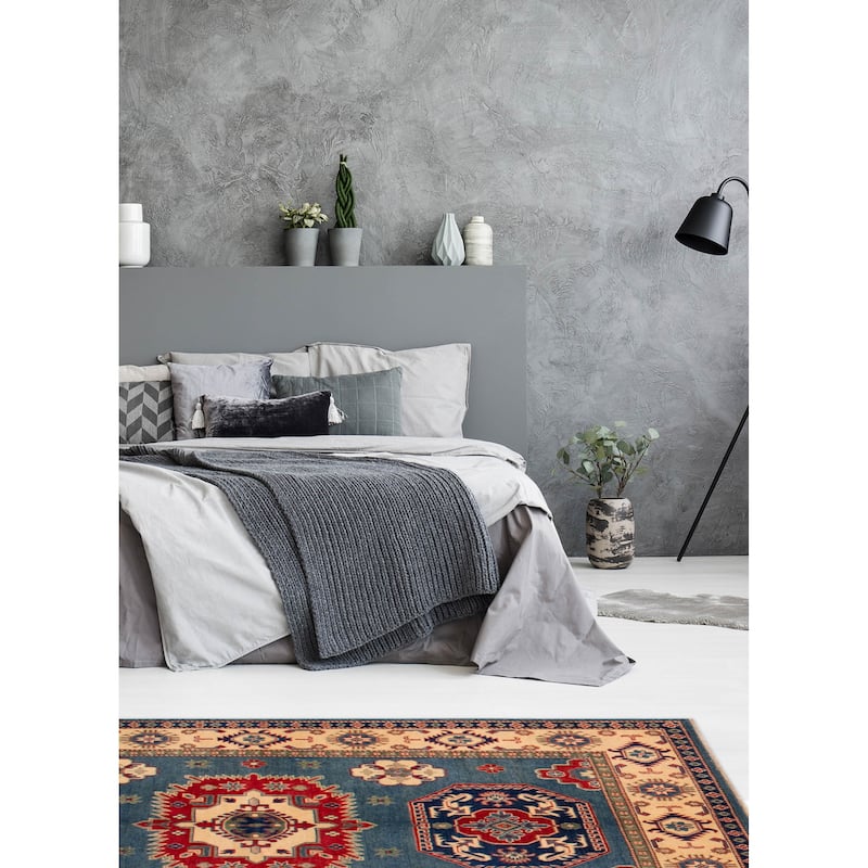 ECARPETGALLERY Hand-knotted Finest Ghazni Blue Wool Rug - 5'6 x 7'10