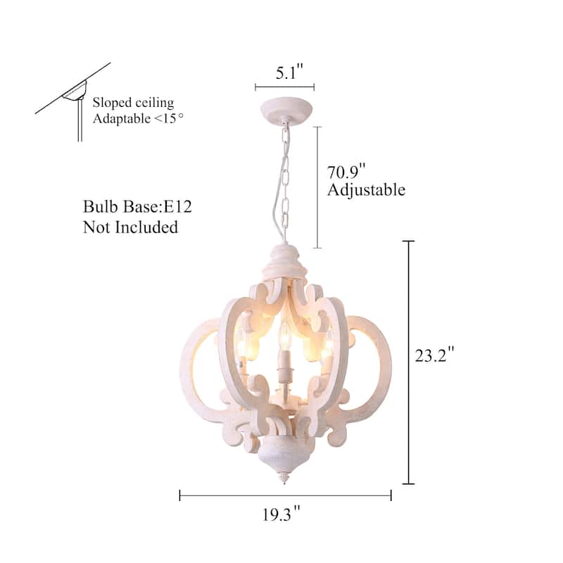 Bella Depot 6-Light Vintage Wood Lantern Chandelier Distressed Kitchen Pendant Lighting