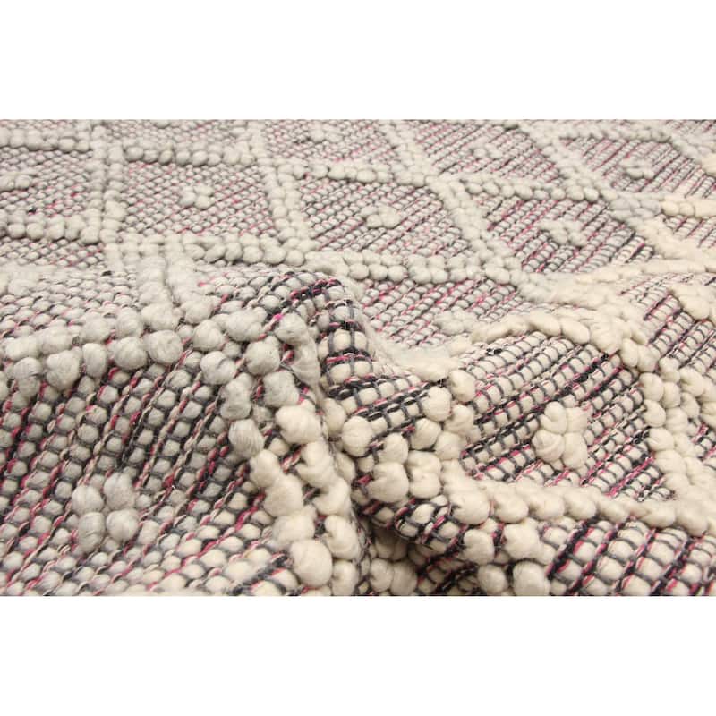 ECARPETGALLERY Braid weave Sienna Grey Wool Rug - 4'11 x 8'1