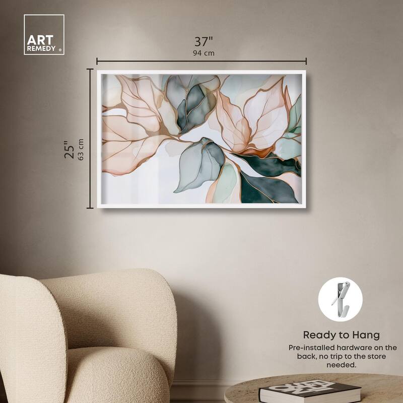 Golden Veined Leaves I Shadowbox by Art Remedy