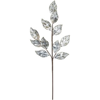 25" Platinum Leaves and Gold Glitter Christmas Pick - 25